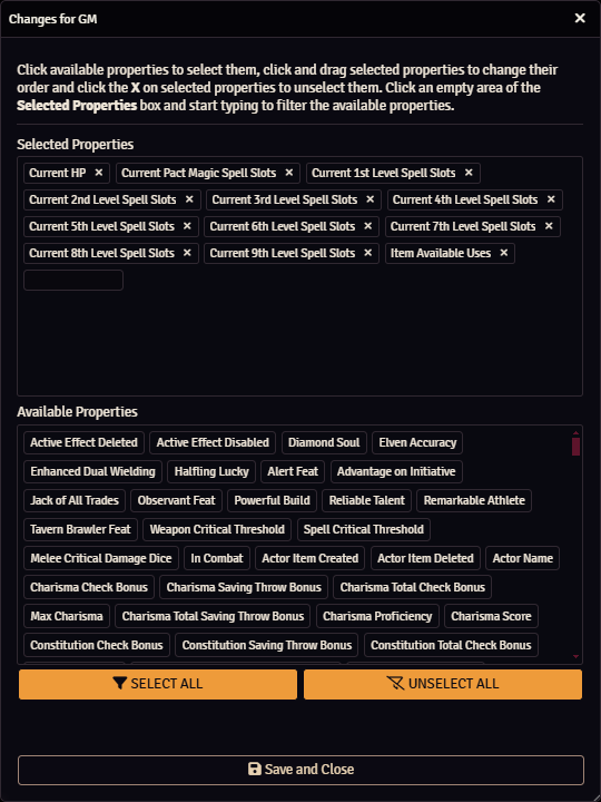 Change Log Changes for GM Form