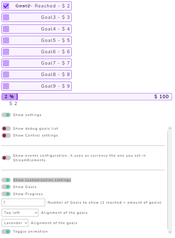 customization settings