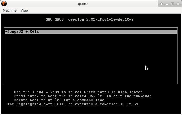 Installing DonyaOS Qemu Grub