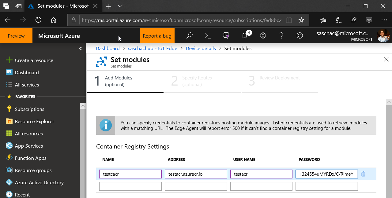 Decoder Sample - Edge Module Container Registry Permission