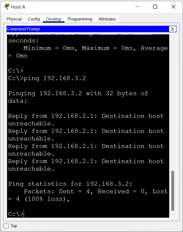 Scenario 2 ping test