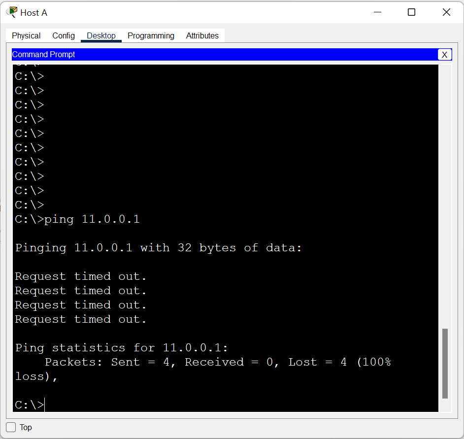 Scenario 3 ping test