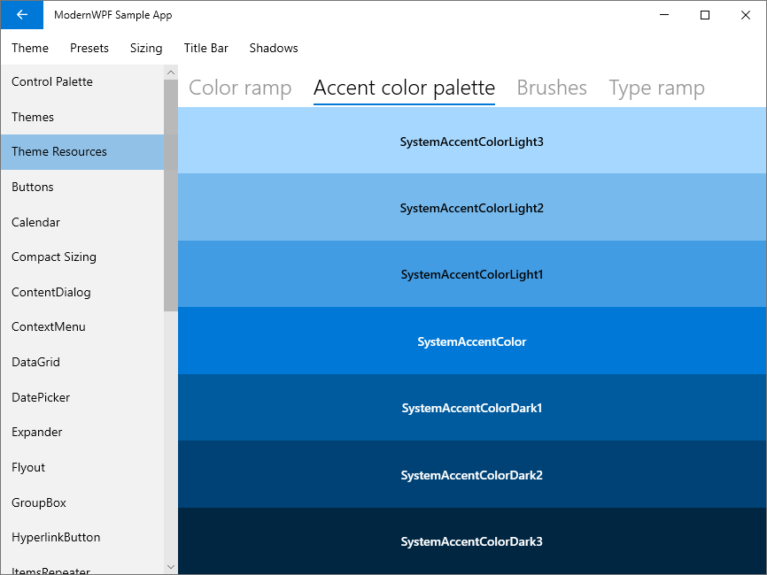 Accent color palette