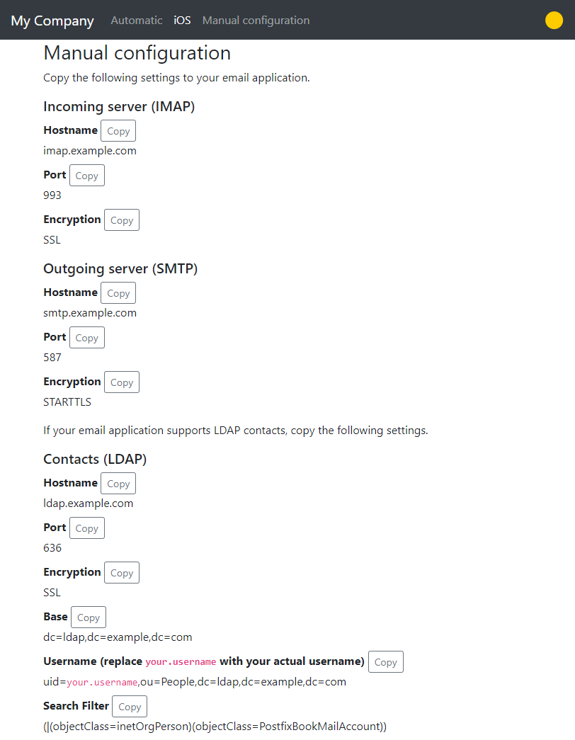 General settings