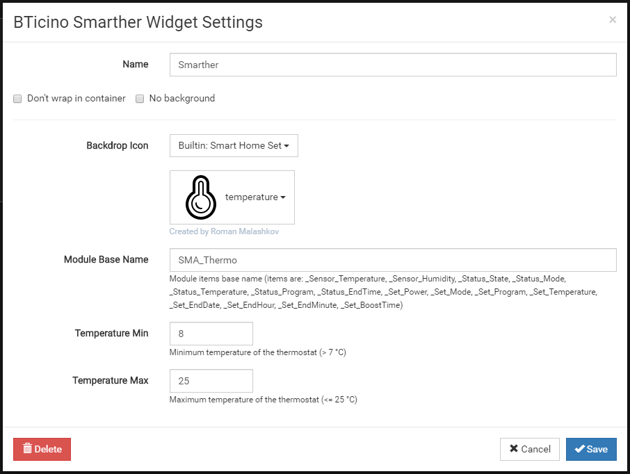 Widget Config