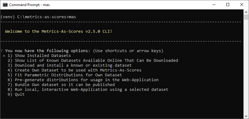 Metrics As Scores Text-based User Interface (TUI).