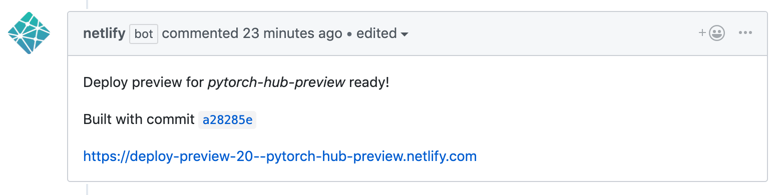 Example netlify bot comment