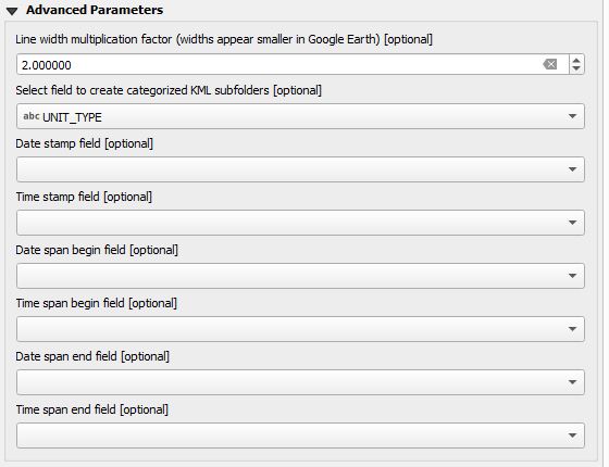 Advanced parameters