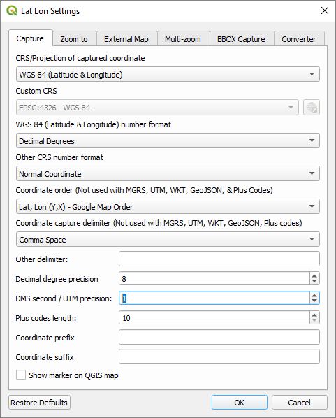 Capture and Display Settings