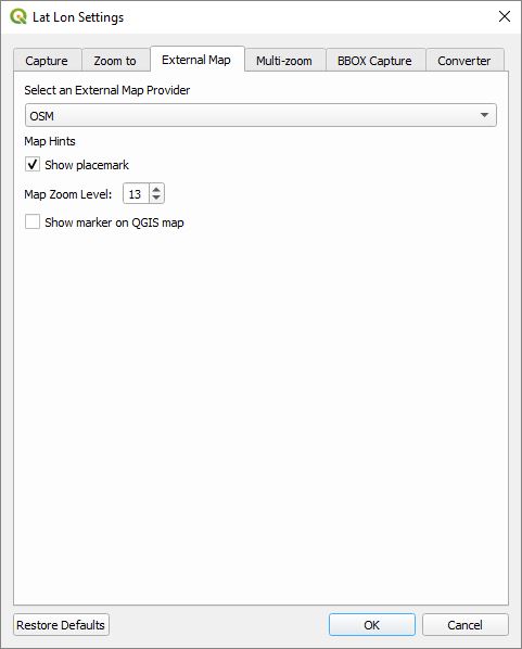 External Map Settings
