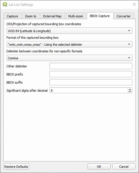 BBOX Capture Settings