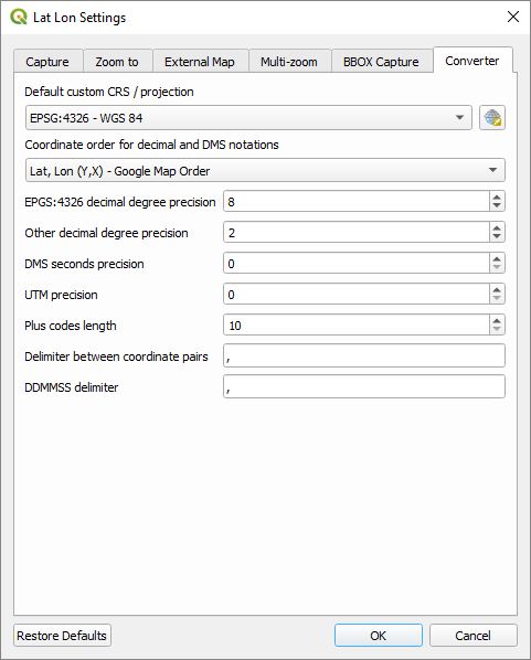 Coordinate Conversion Settings