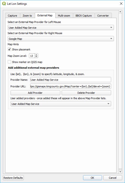 External Map Settings