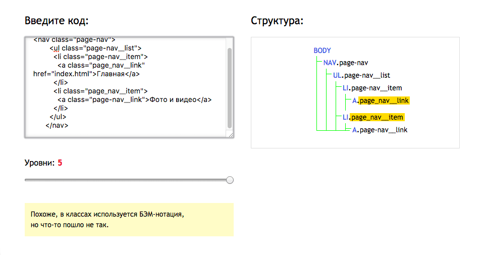 Подсветка БЭМ-ошибок