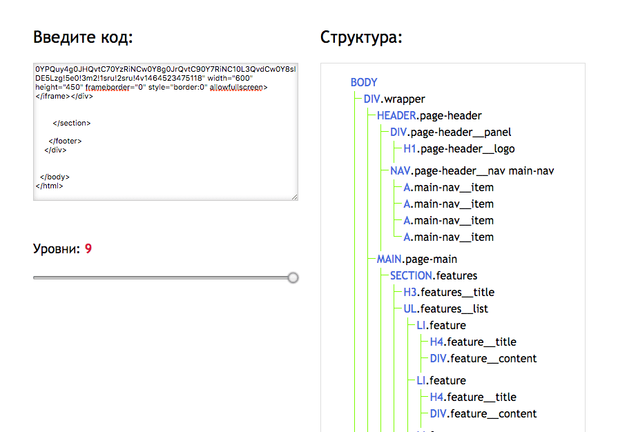 Генератор дерева на основе HTML-разметки