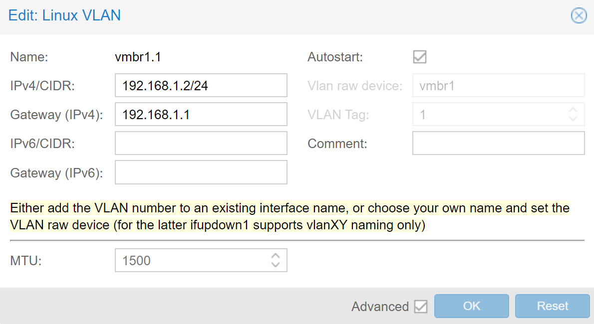 Proxmox vmbr1.1 Linux VLAN configuration