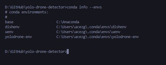 conda envs info