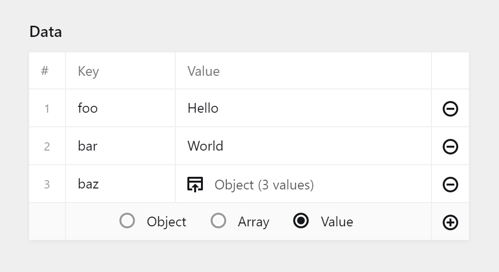 JSON editor component