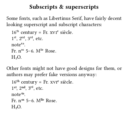 superscripts and subscripts