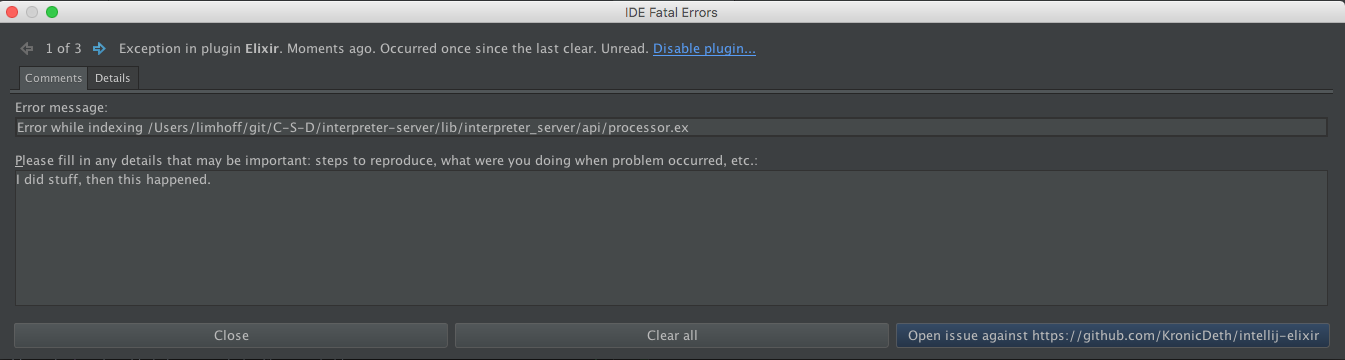 Fatal IDE Errors