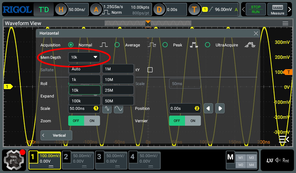 Change the memory depth