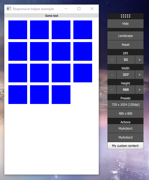 Responsive helper window screenshot