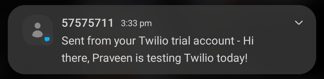 Twilio SMS Notification