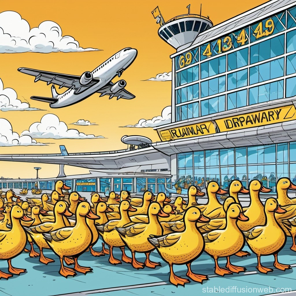 Ducks waiting to take a flight at the airport