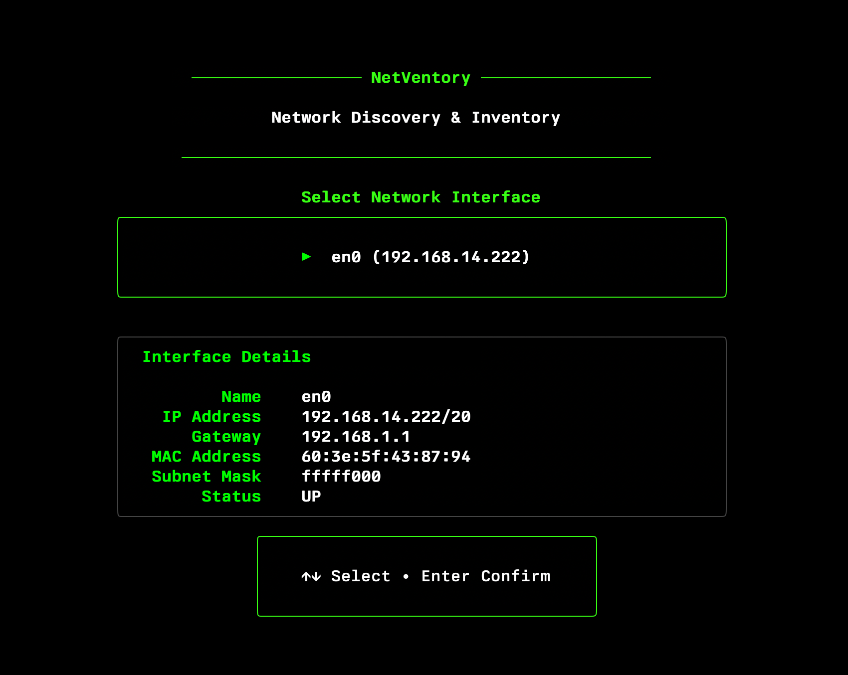 NetVentory Interface Selection