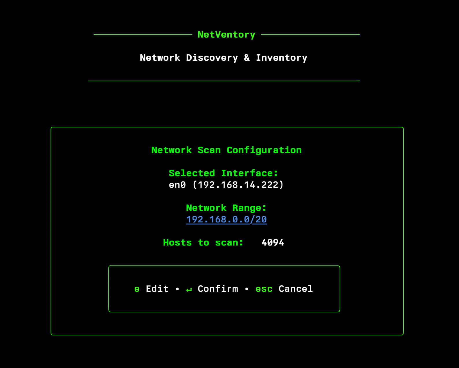 NetVentory Network Selection