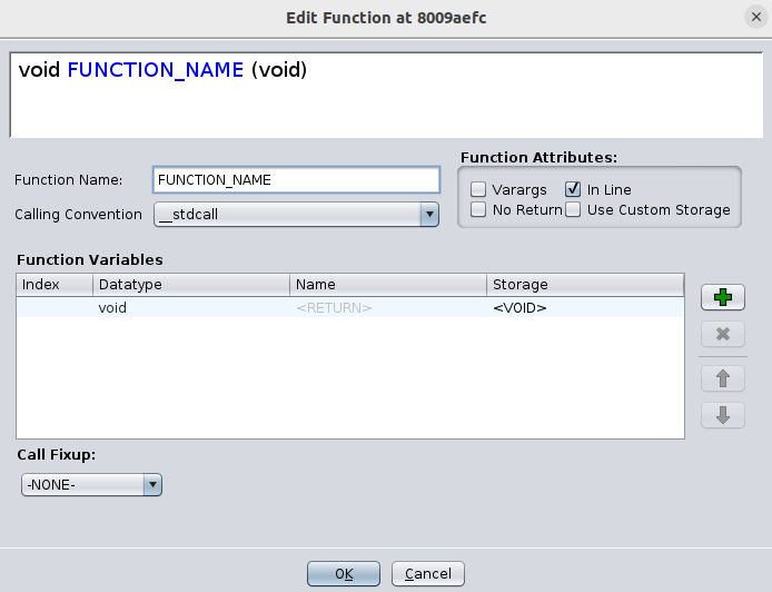 Inline Func Settings