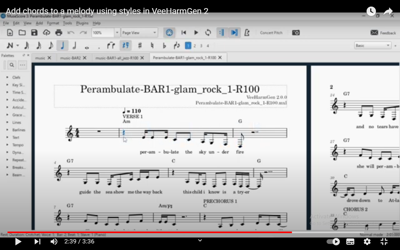 Add chords to a melody using styles in VeeHarmGen 2