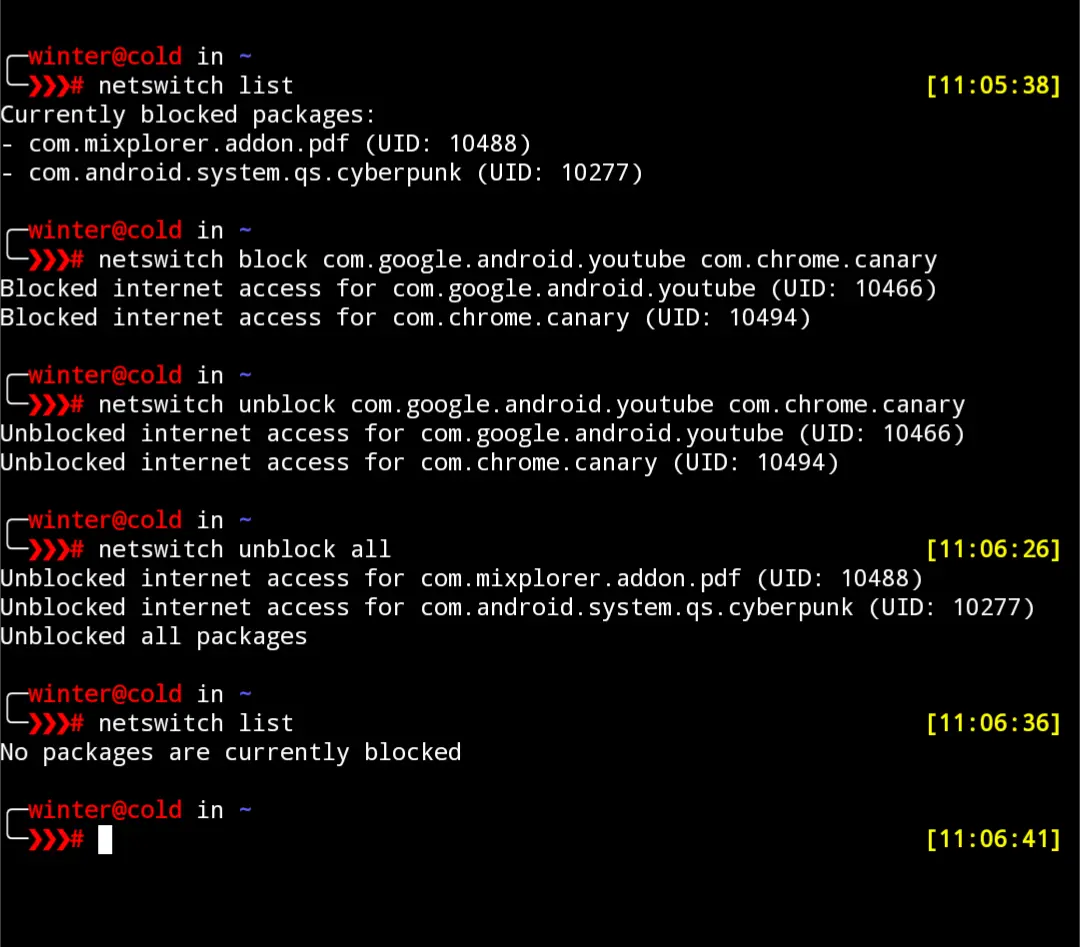 Net-switch Terminal Example