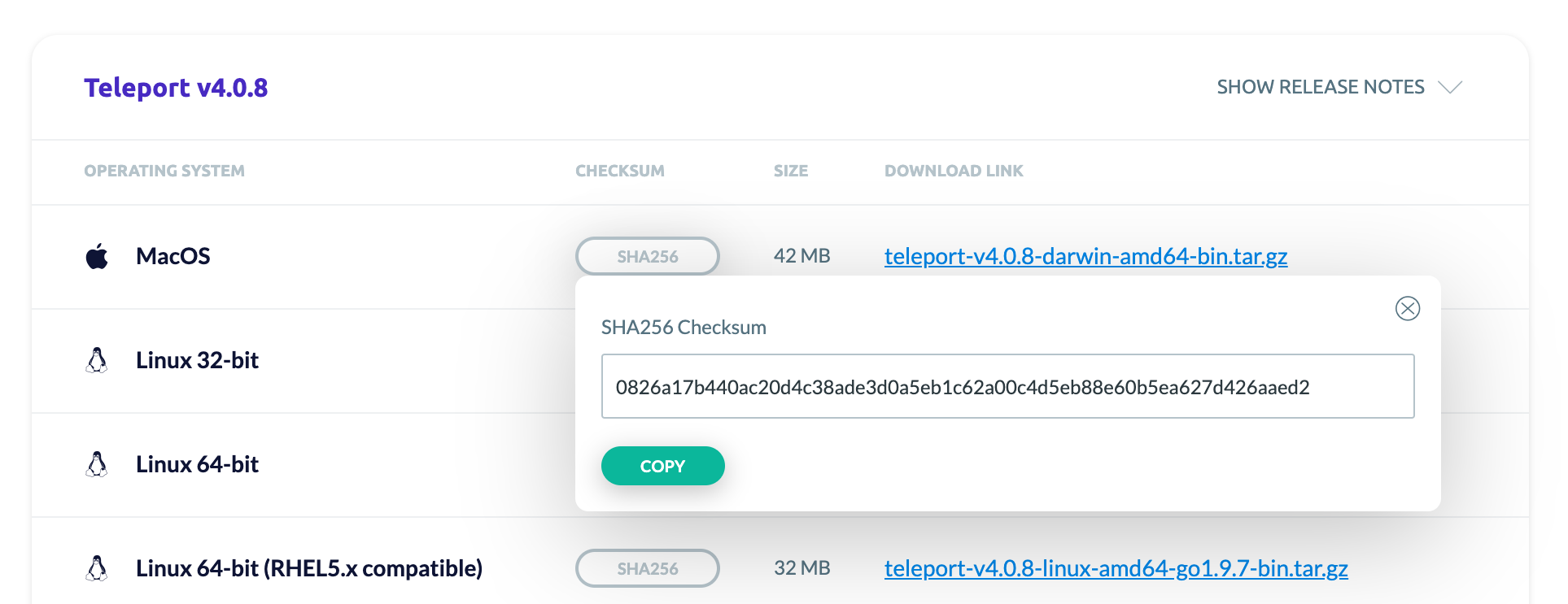 Teleport Checksum