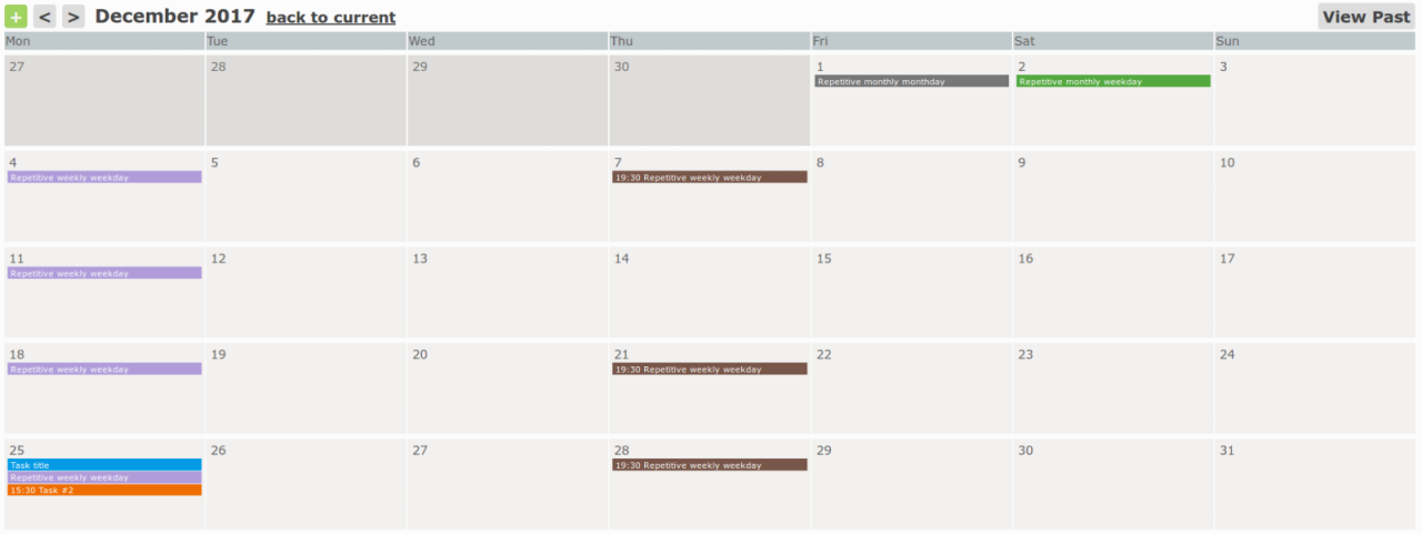 Main calendar view