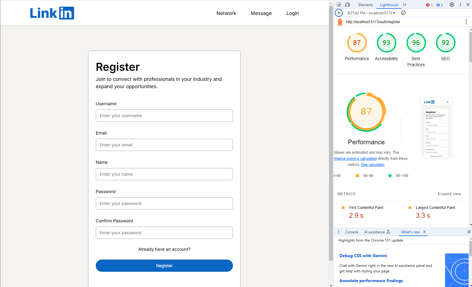 Register Page Mobile