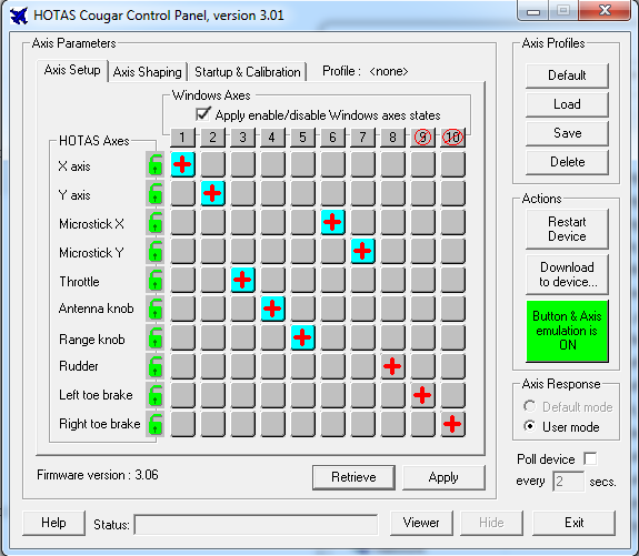 RDR Cursor axis configuration