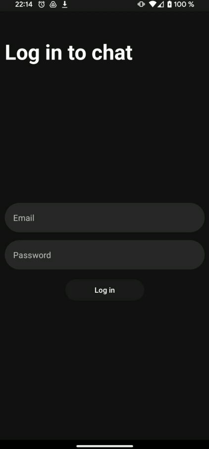 Auth screen