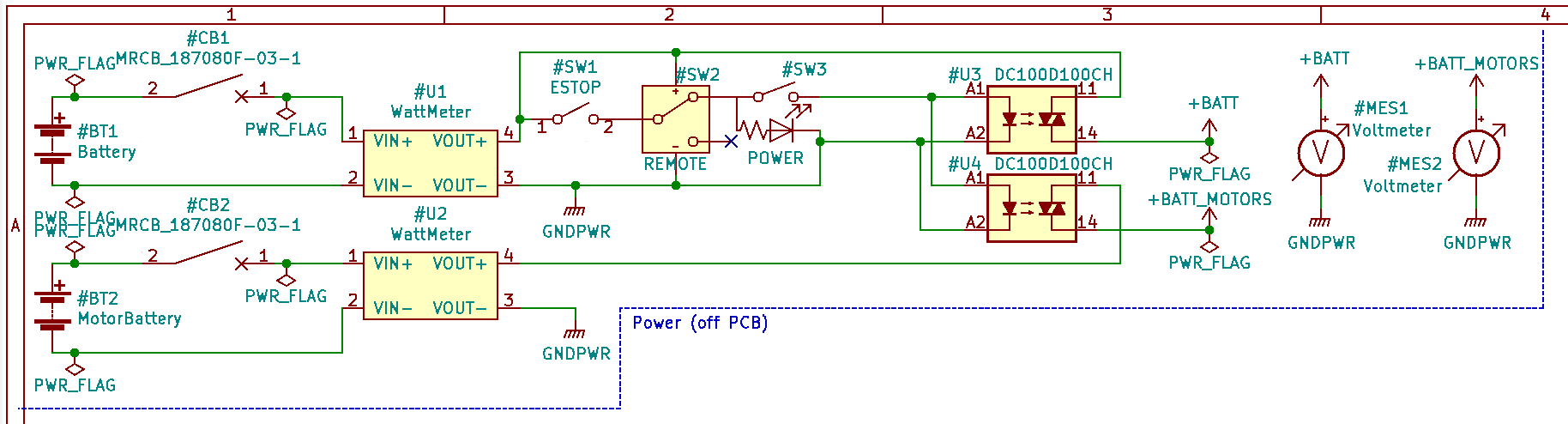 The top-left corner of the schematic, labeled "Power (off PCB)"