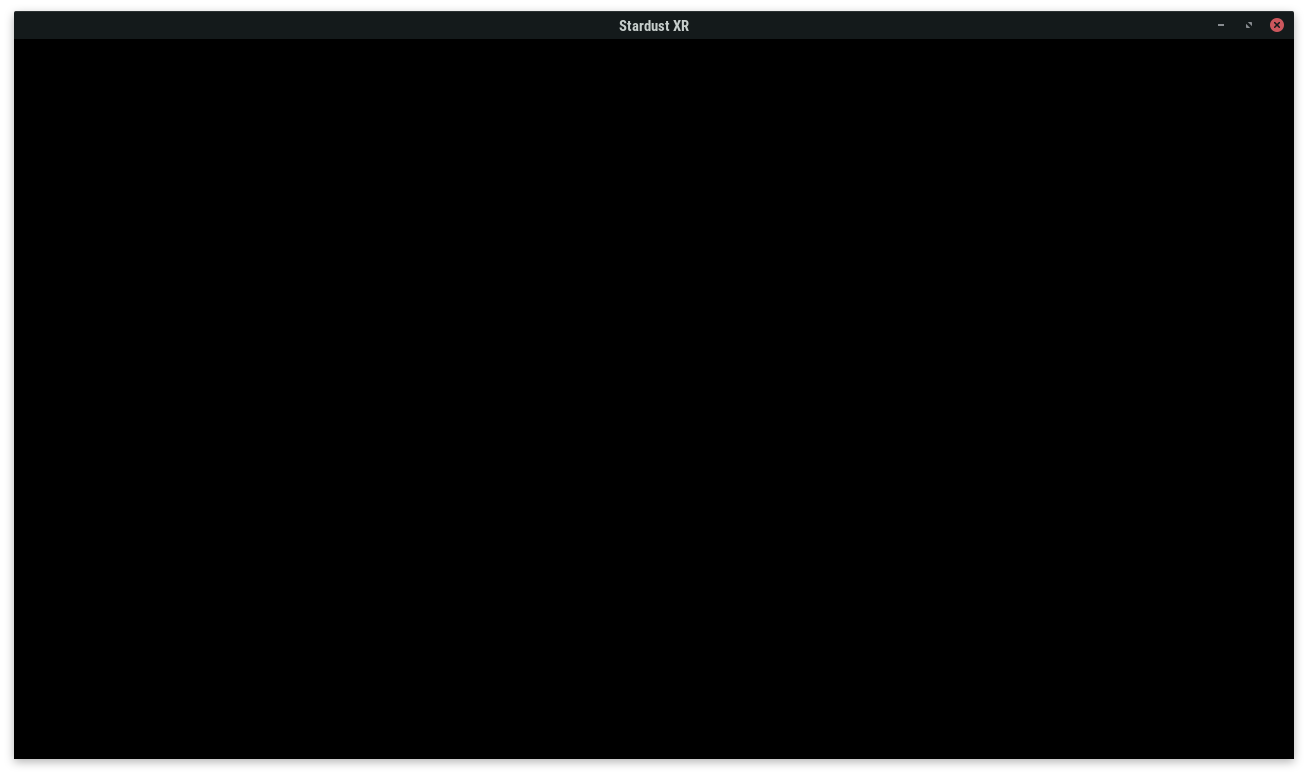 A pitch black window representing Stardust in flatscreen mode