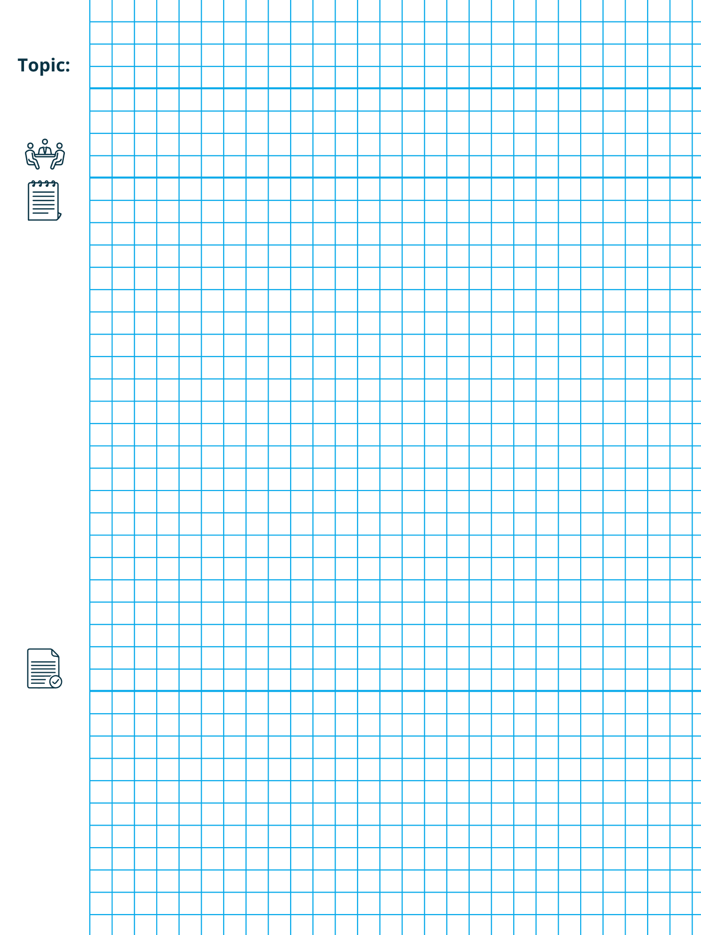 Meeting notes with 5 mm grid icon based first page