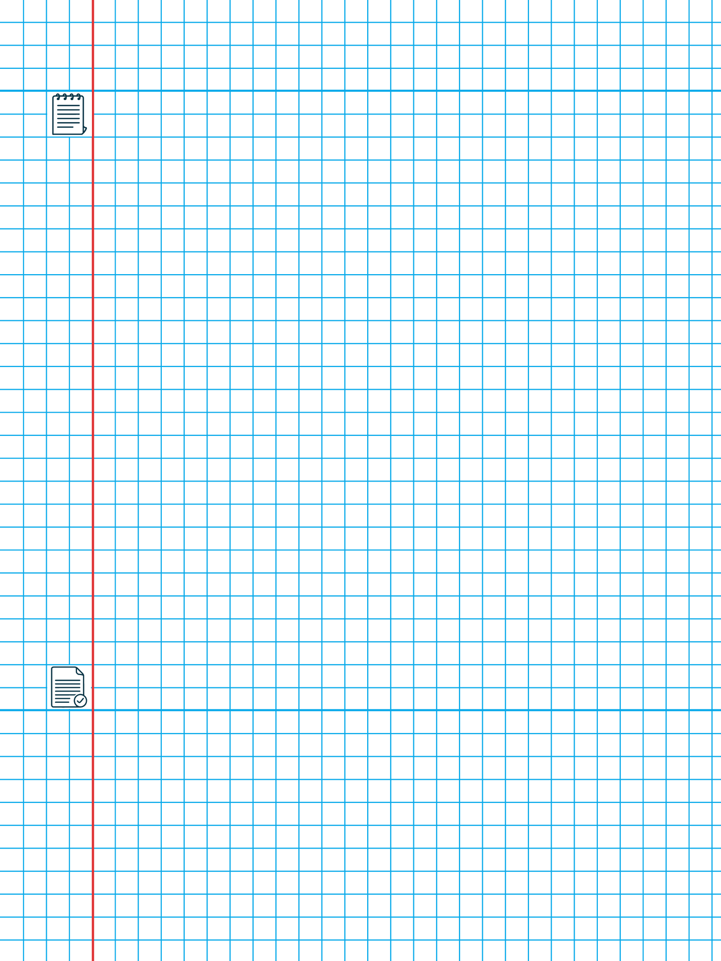 Meeting notes with 5 mm grid and a solid margin icon based second page