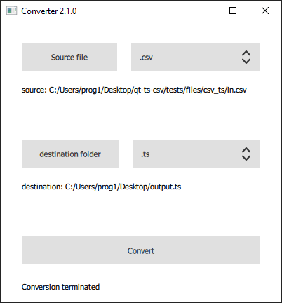 example conversion csv -> ts