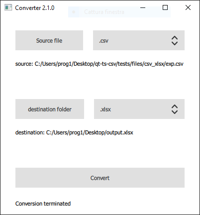 example conversion csv -> xlsx