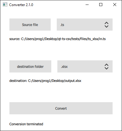 example conversion ts -> xlsx