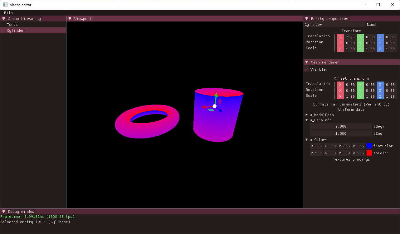 Screenshot from 2021/12/04, showing off a prototype of the material editor. Also hints are dropped :)