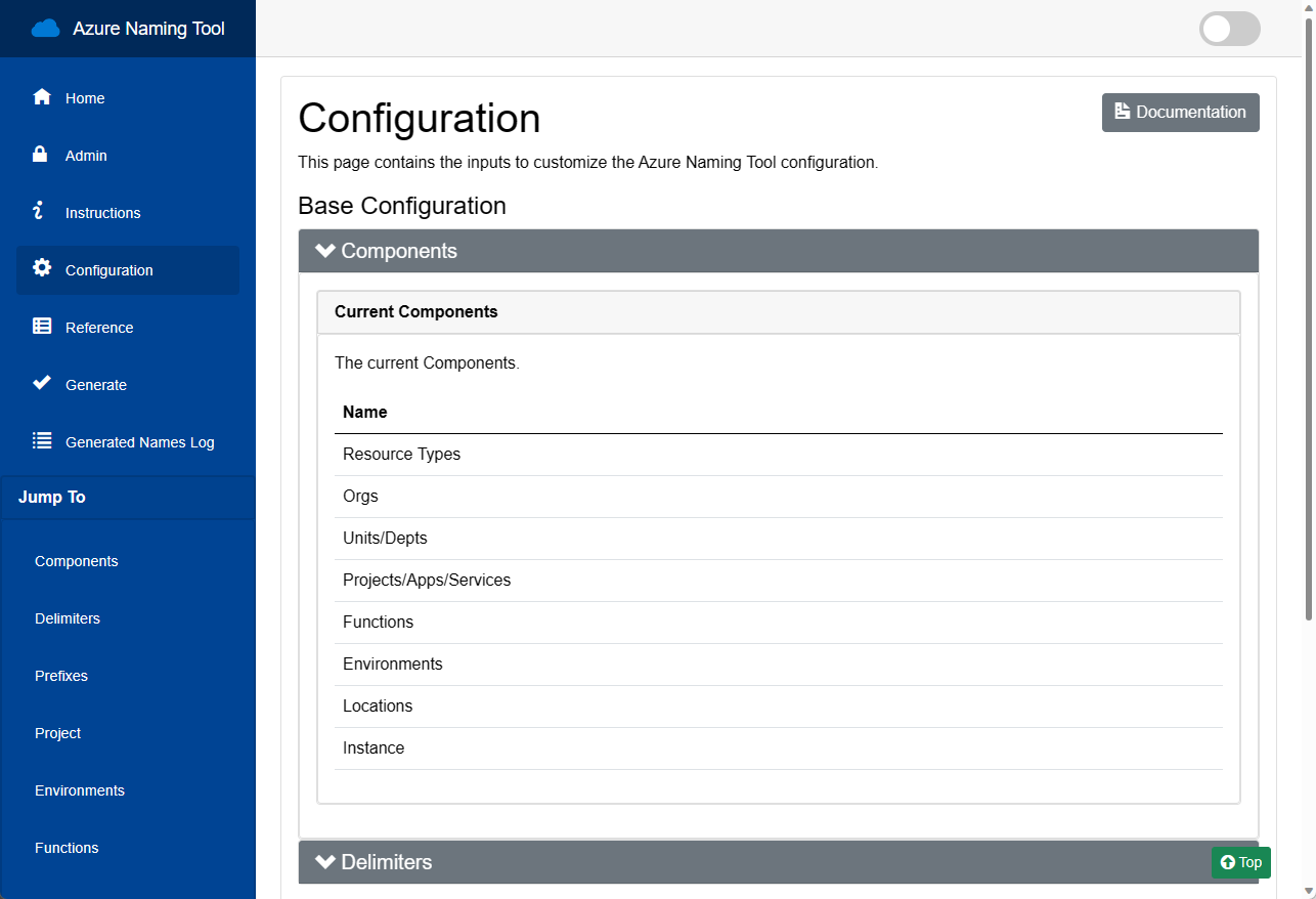 Configuration Page