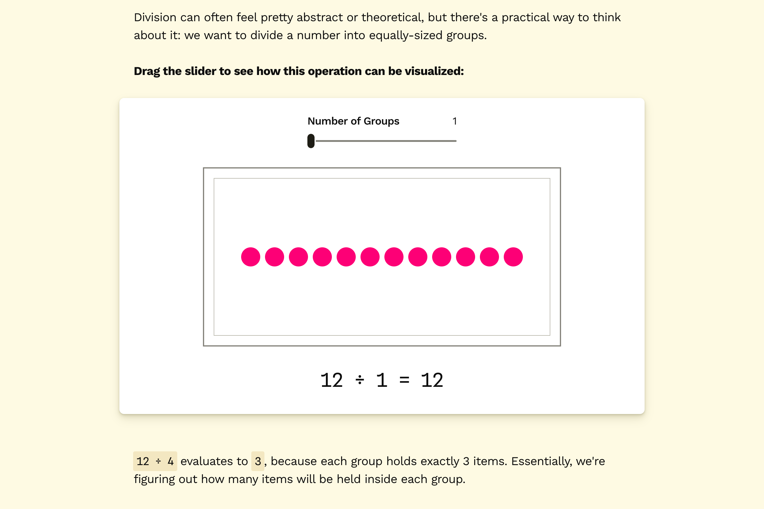 Screen recording showing the embedded DivisionGroupsDemo component