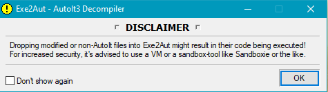 Exe2Aut warning